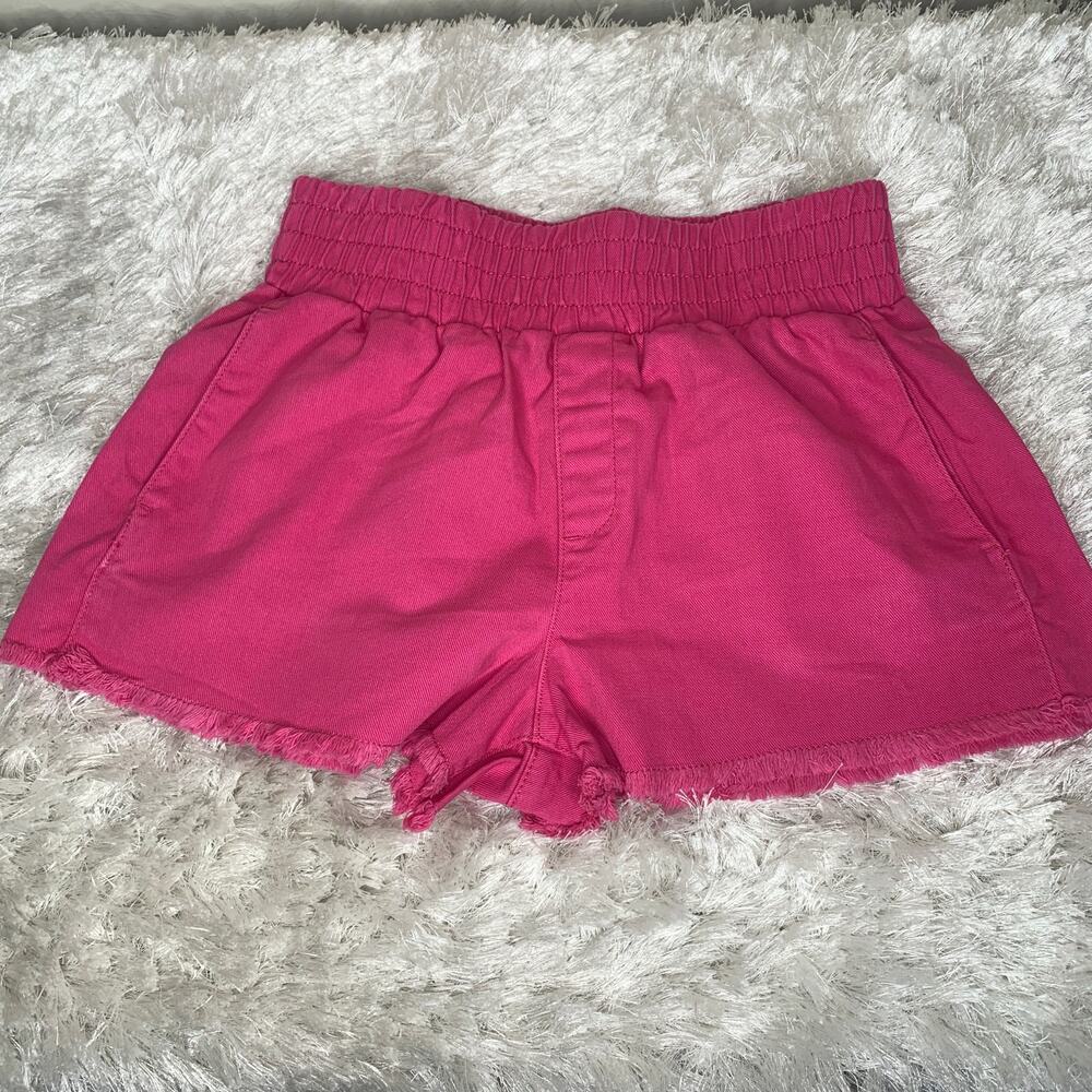 Vanilla Star Pink Wide Elastic Waist Pink Denim Shorts Sz Medium